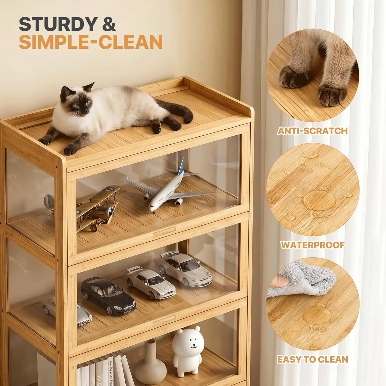 Display Cabinet with Acrylic Doors, 5-Tier Curio Cabinet for Collectibles, Display Case Showcase for Living Room, Customized