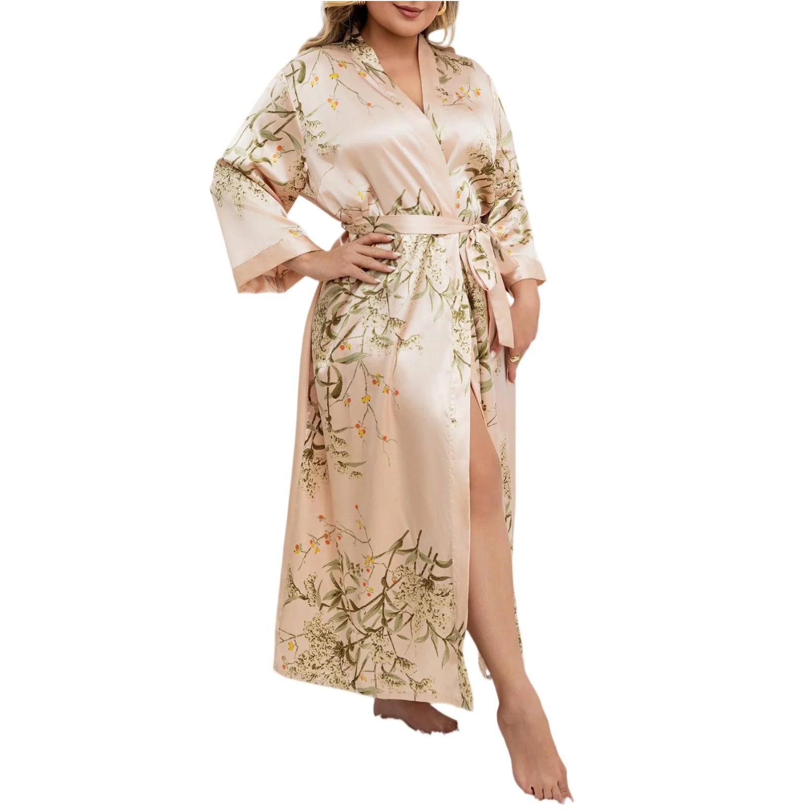 Ladies Oversized Floral Thin Skin-friendly Loungewear Summer Sexy Sleeping Robe Casual Soft and Comfortable Nightdress Homewear