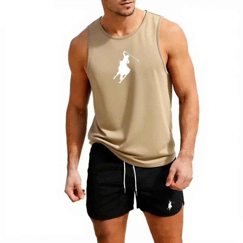 European Men Summer Vest and Shorts Set 2 Piece Outdoor Jogging Athletic Sportswear Fashion Trend Casual Men's clothing