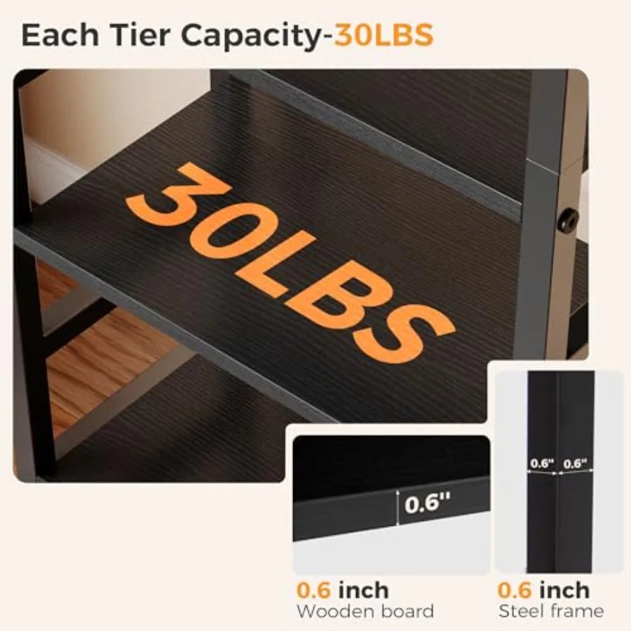 5-Tier Bookshelf, Modern Tall Bookcase, Open Storage Display Shelf for Living Room, Bedroom, Home Office, Narrow Standing Shelv