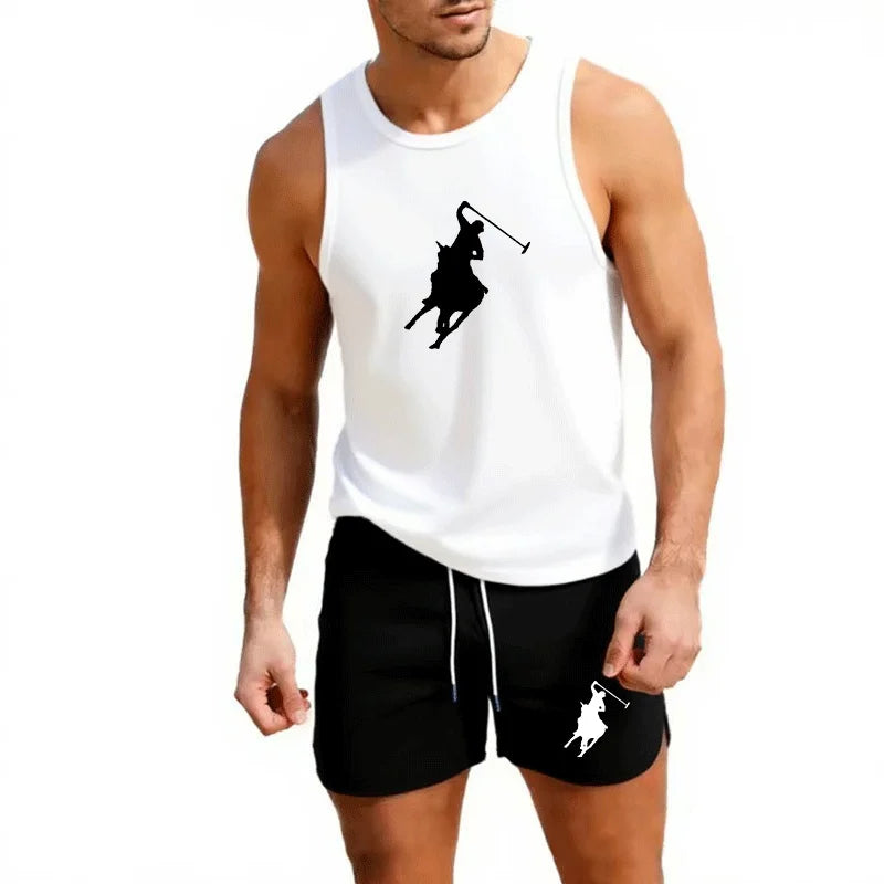 European Men Summer Vest and Shorts Set 2 Piece Outdoor Jogging Athletic Sportswear Fashion Trend Casual Men's clothing
