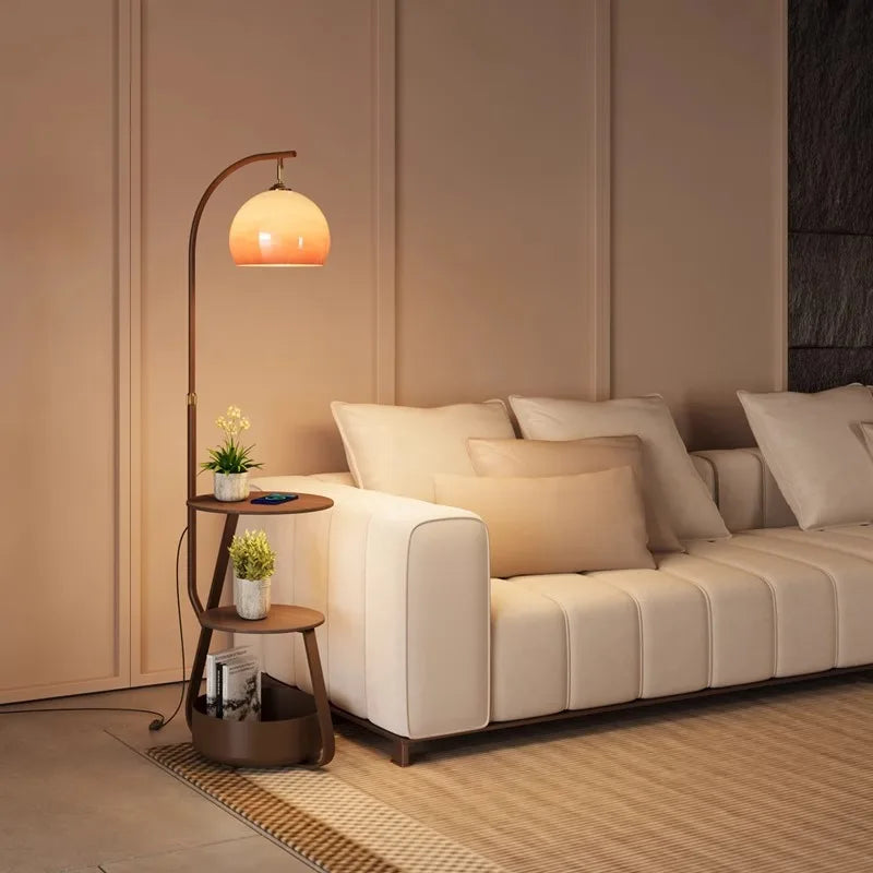 Floor lamp, antique bedroom bedside table, integrated grapefruit lamp, ambient coffee table next to the sofa in the living room