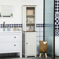 Farmhouse Bathroom Cabinet, Tall Storage Cabinet with Door and Adjustable Shelves, 15.5" x 11.75" x 63", White