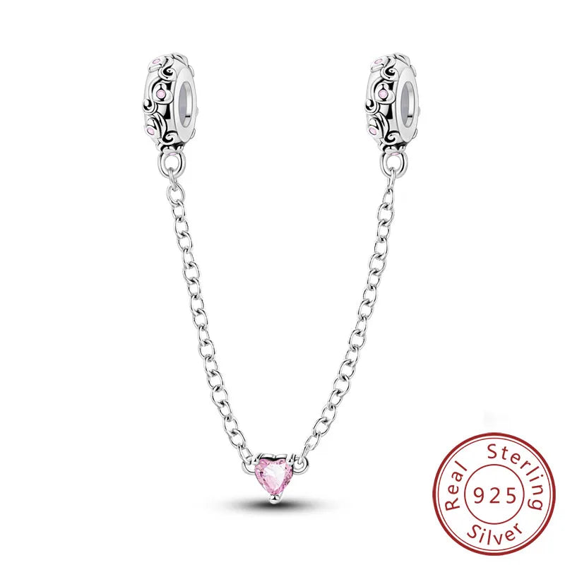 Silver Bow Charms 925 Sterling Silver Pink Heart-shaped Bow Pendants Charms Beads Fit Original S925 Bangle Bracelets DIY Jewelry