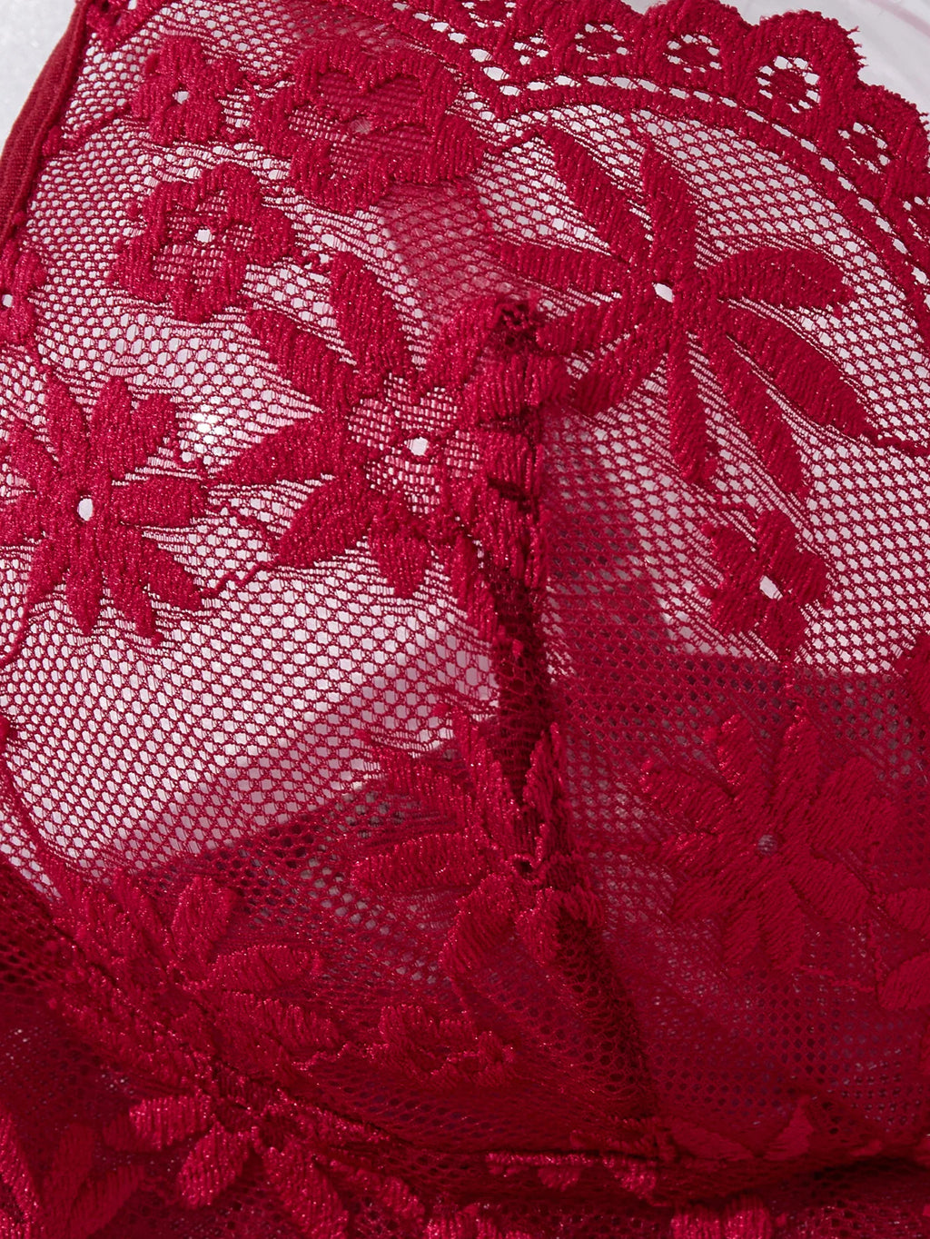 Wine Red Floral Lace Babydoll Set Women Double Strap Sheer Mesh Night Dress With Thong Romantic Ladies Sleepwear ZA825096