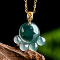 Natural Real Emerald Blue Water Jade Cat's Paw Pendant Necklace Carved Jadeite Jewelry Fashion Amulet Gifts Certificate Women