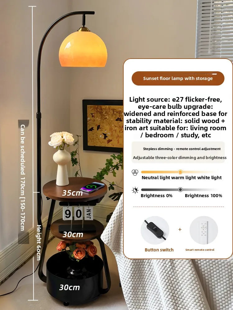 Floor lamp, antique bedroom bedside table, integrated grapefruit lamp, ambient coffee table next to the sofa in the living room