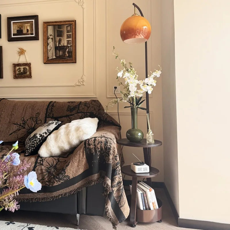Floor lamp, antique bedroom bedside table, integrated grapefruit lamp, ambient coffee table next to the sofa in the living room