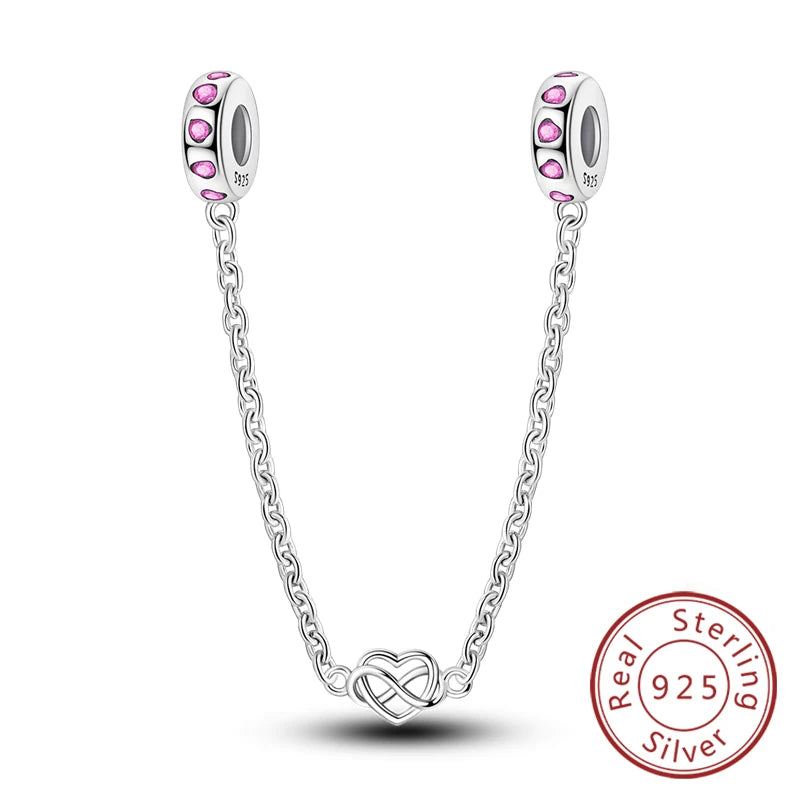Silver Bow Charms 925 Sterling Silver Pink Heart-shaped Bow Pendants Charms Beads Fit Original S925 Bangle Bracelets DIY Jewelry