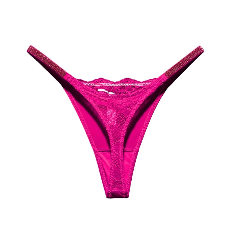 Rhinestone Lace Sexy Girls Women Panties Seamless Underwear G String Letter Transparent Thong For Female Low Rise Ladies Briefs