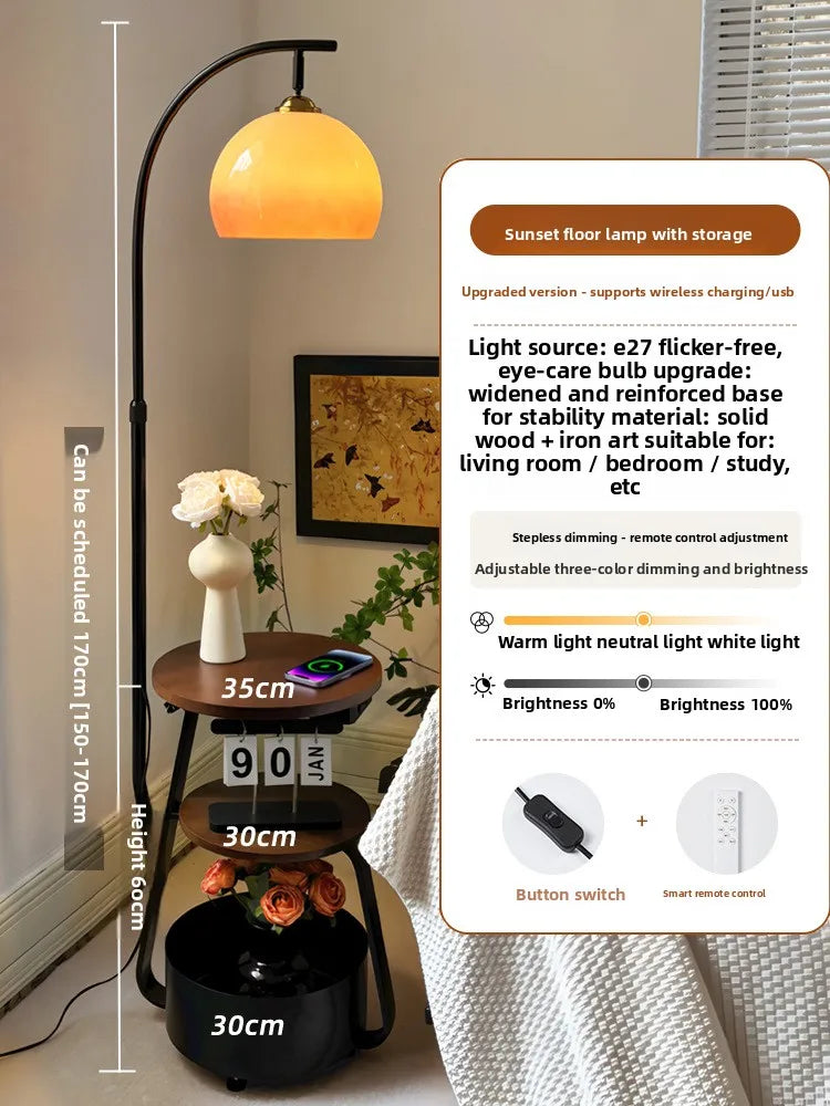 Floor lamp, antique bedroom bedside table, integrated grapefruit lamp, ambient coffee table next to the sofa in the living room