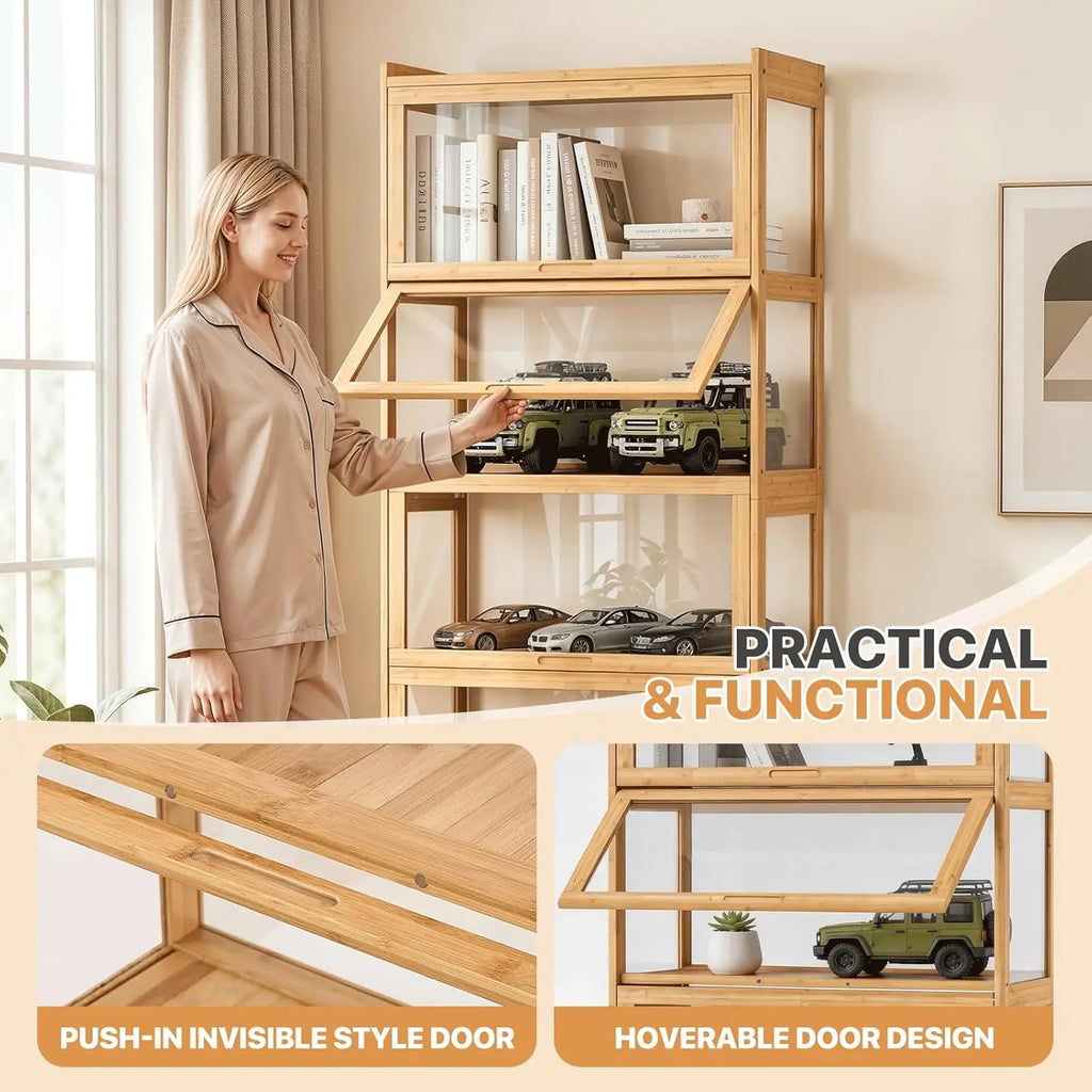 Display Cabinet with Acrylic Doors, 5-Tier Curio Cabinet for Collectibles, Display Case Showcase for Living Room, Customized