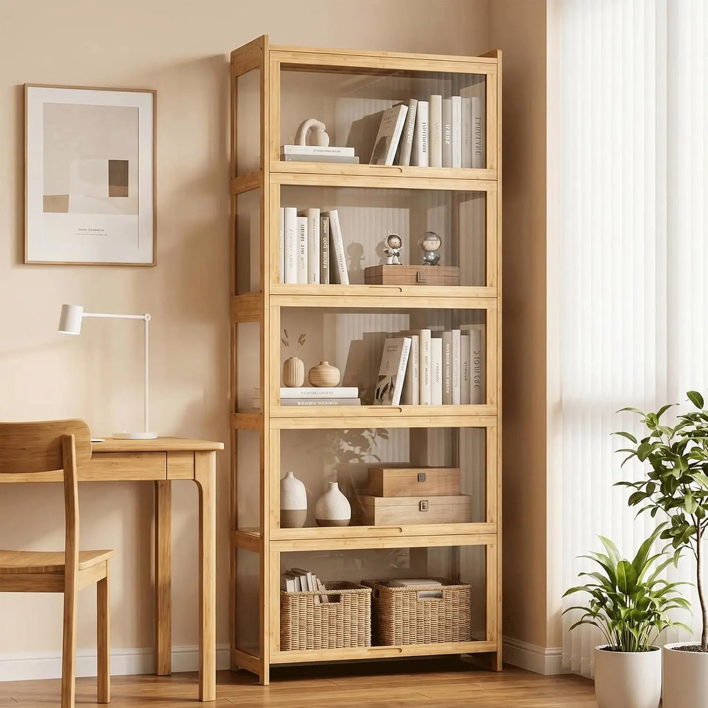 Display Cabinet with Acrylic Doors, 5-Tier Curio Cabinet for Collectibles, Display Case Showcase for Living Room, Customized