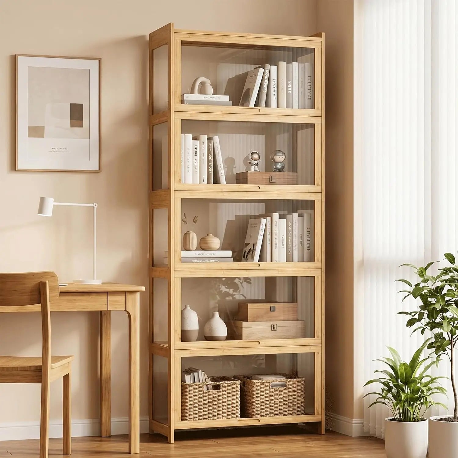 Display Cabinet with Acrylic Doors, 5-Tier Curio Cabinet for Collectibles, Display Case Showcase for Living Room, Customized