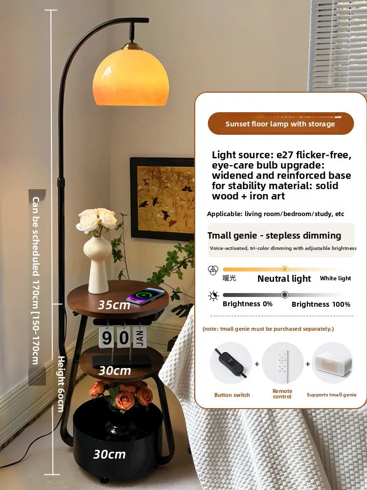 Floor lamp, antique bedroom bedside table, integrated grapefruit lamp, ambient coffee table next to the sofa in the living room