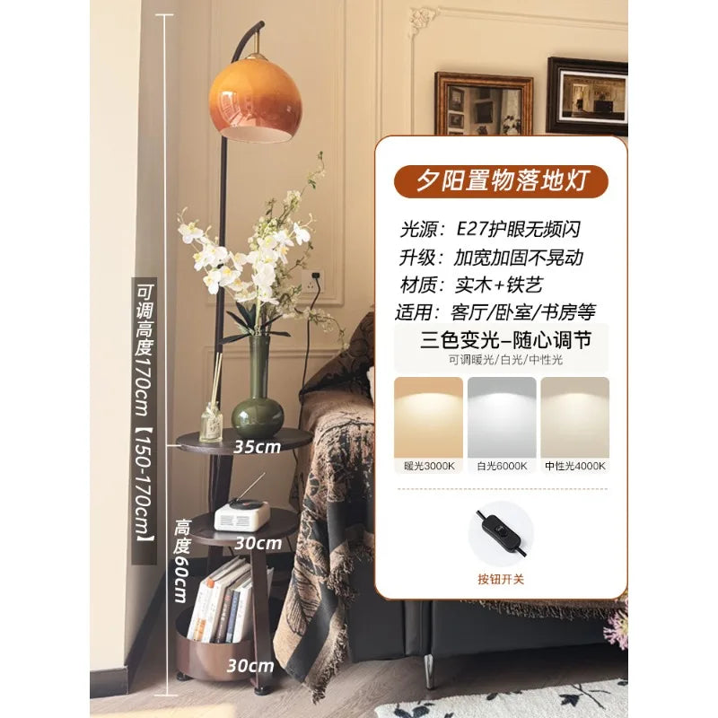 Floor lamp, antique bedroom bedside table, integrated grapefruit lamp, ambient coffee table next to the sofa in the living room