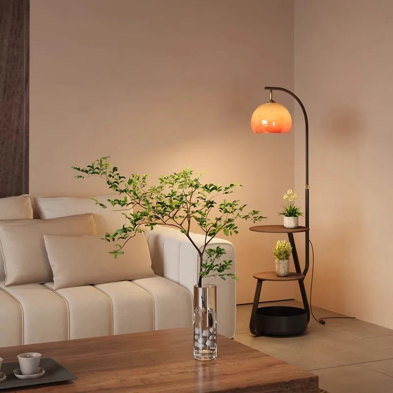 Floor lamp, antique bedroom bedside table, integrated grapefruit lamp, ambient coffee table next to the sofa in the living room
