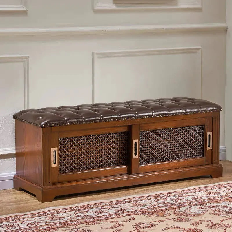 Solid wood shoe changing stool household door multi-functional sliding door shoe cabinet
