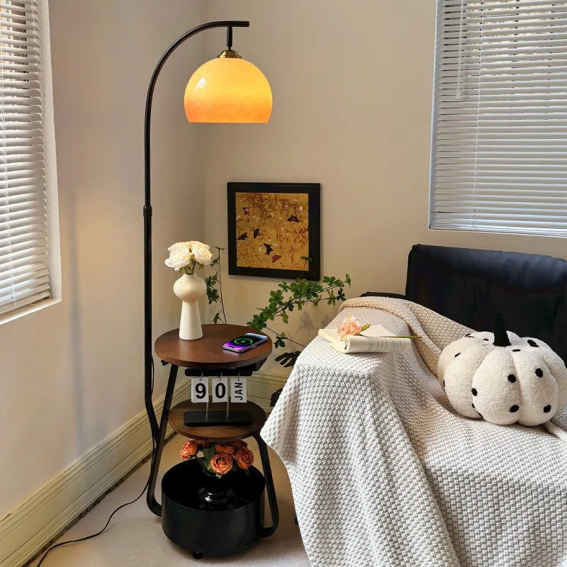 Floor lamp, antique bedroom bedside table, integrated grapefruit lamp, ambient coffee table next to the sofa in the living room