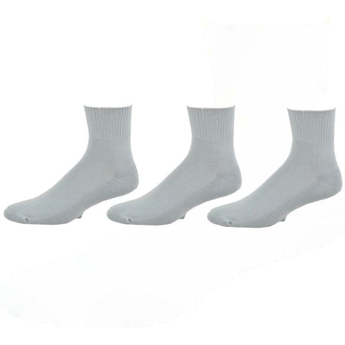 Men's Cotton Quarter Cushioned 3 Pair Pack Socks - Non-Binding Cuff is