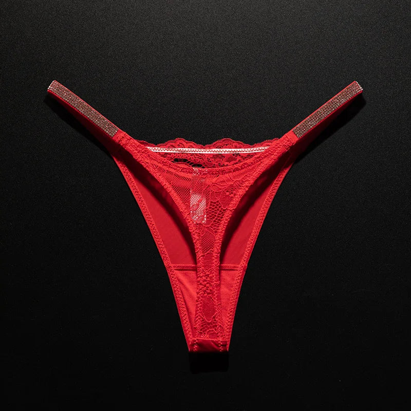 Rhinestone Lace Sexy Girls Women Panties Seamless Underwear G String Letter Transparent Thong For Female Low Rise Ladies Briefs